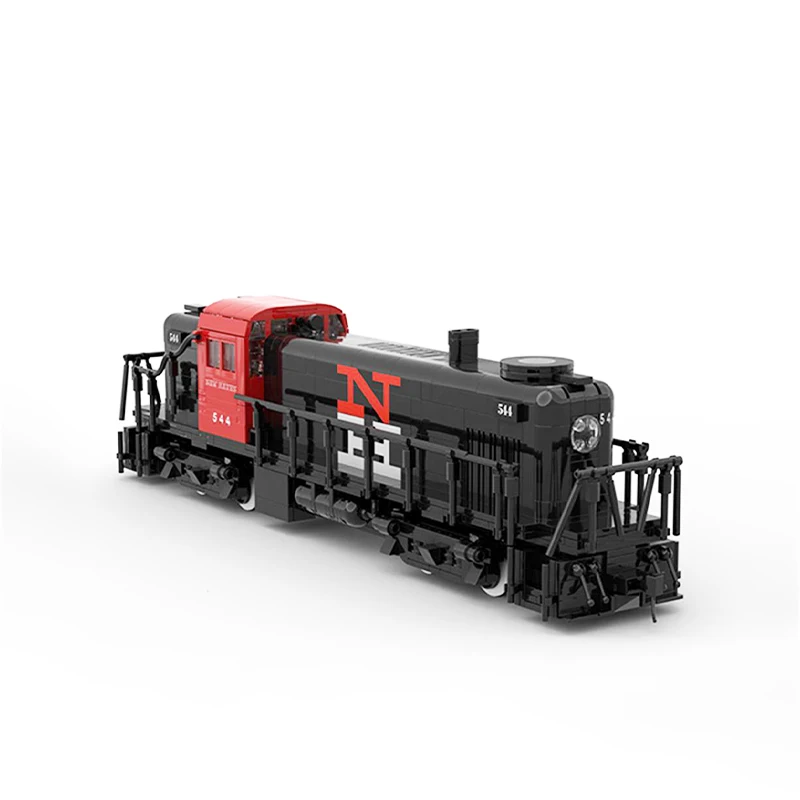 MOC-118290 City Railway Alco RS-3 New Haven Highway Passenger Train Building Block Assembly Model Brick Toy Gift