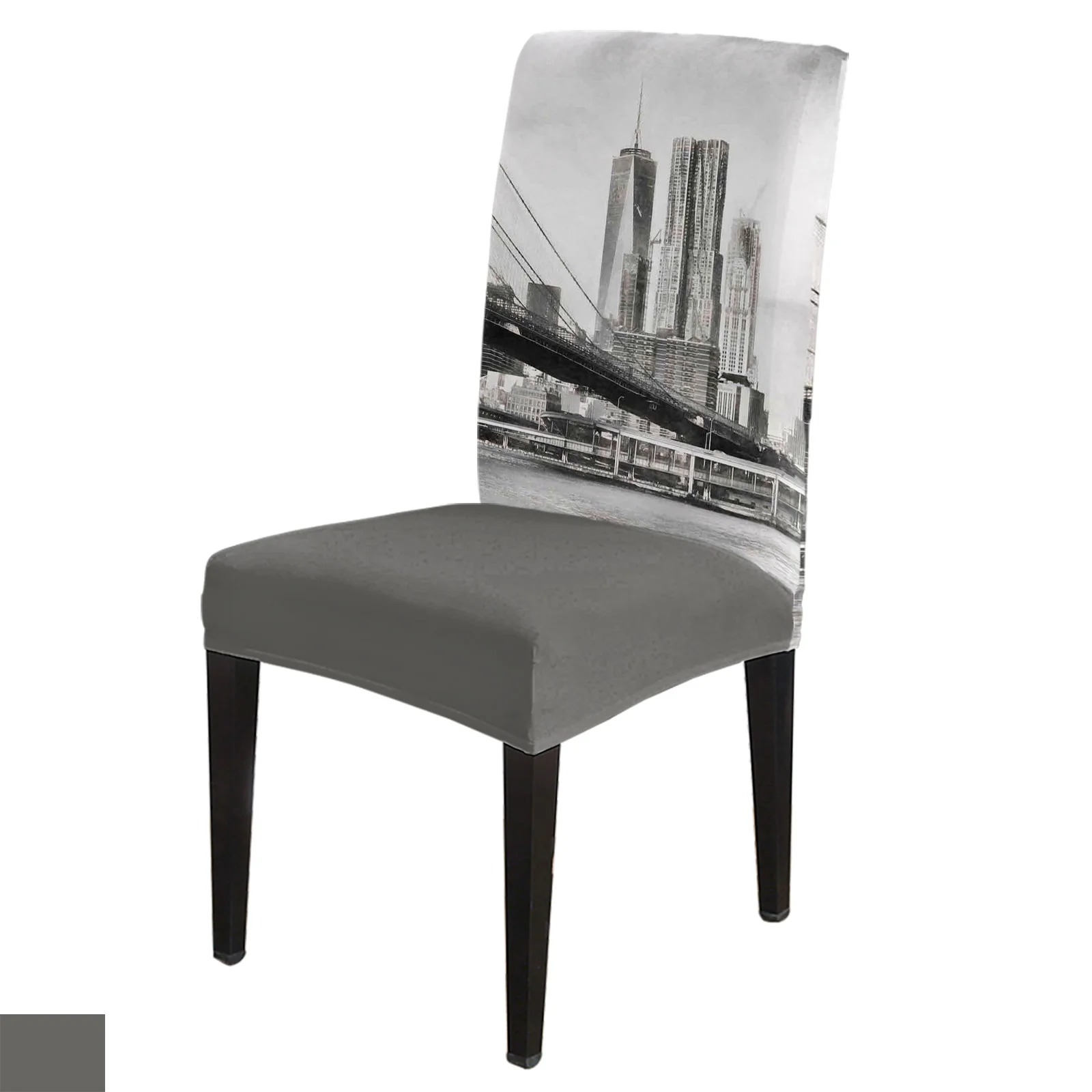 New York City Bridge Building Dining Chair Cover 4/6/8PCS Spandex Elastic Chair Slipcover Case for Wedding Home Dining Room