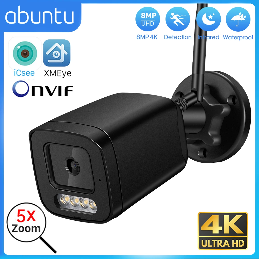 

Abuntu 8MP 4K WIFI IP Camera Street External Surveillance Camera Outdoor Night Vision 2MP Motion Detection CCTV Security Camera