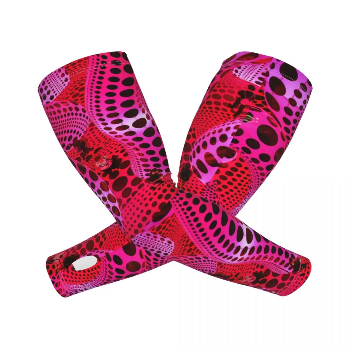 Yayoi Kusama Sun UV Protection Cooling Arm Sleeves Men Women Polkadot Pinky Sports Running Tattoo Cover Up