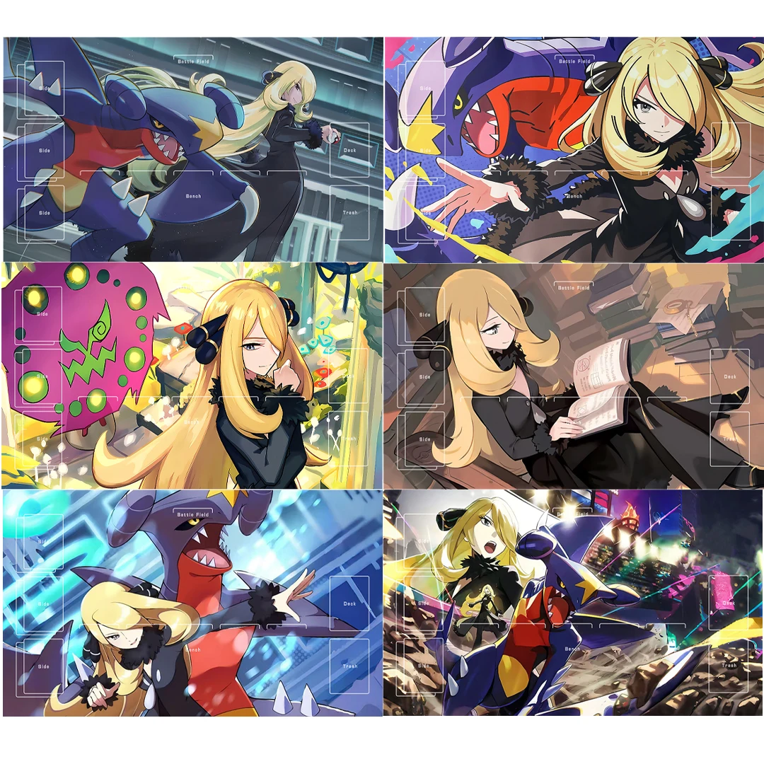 6 أنماط لتقوم بها بنفسك 600*350*2 مللي متر البوكيمون تلعب حصيرة-سينثيا جارشومب معركة بطاقة حصيرة PTCG المطاط معركة حصيرة هدية #1