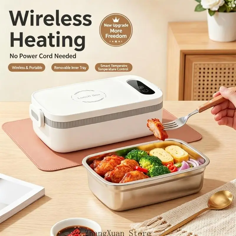 Rechargeable Meal Heating Box with Internal Battery, Removable Container, 0.9-L Capacity, Latches and Digital Display 3XUF