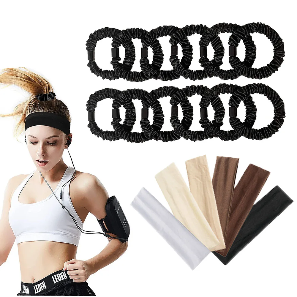 18 個黒高弾性ヘアコード女性ソリッドカラー大ソフトファッション生地弾性手作りヘアバンドヘアアクセサリー