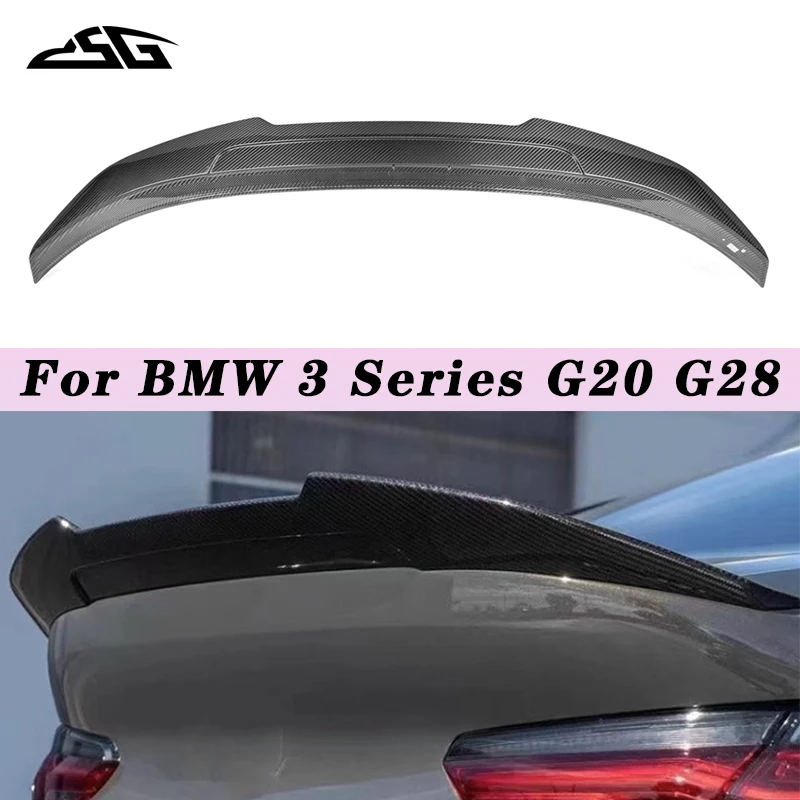 For BMW 3 Series G20 G28 330i 325i 320i Carbon Fiber Rear Spoiler Trunk Lid Diffuser Lip Splitter Tail Wing Body Kit