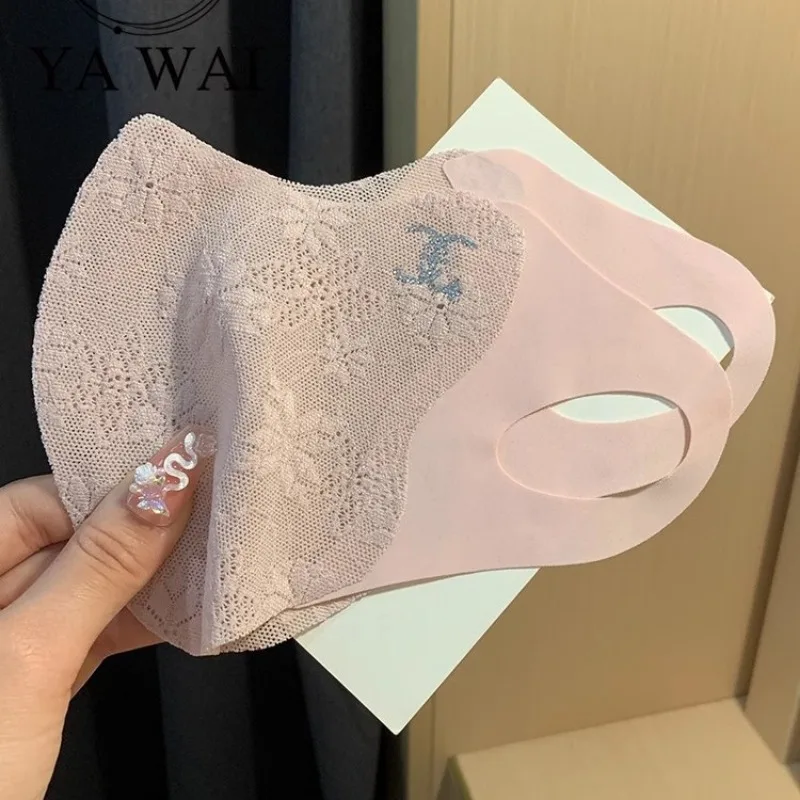 أزياء الدانتيل قناع واقية من الشمس المرأة قناع ركن العين مقاومة للأشعة فوق البنفسجية الحرير الجليد ثلاثي الأبعاد الوجه جيني رقيقة #4