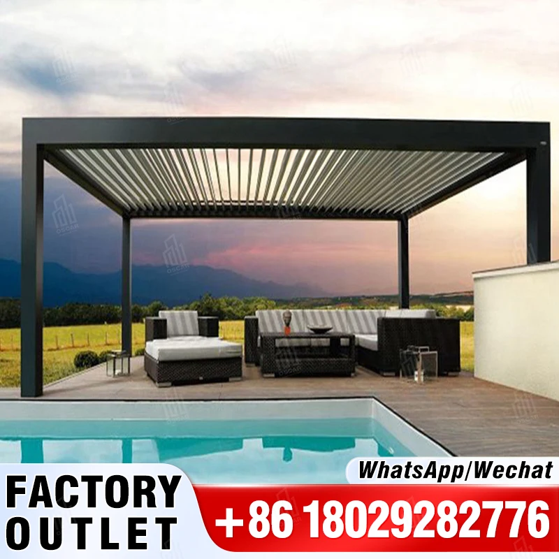 New Modern Outdoor Waterproof Garden Arches Arbors Pergola Aluminum Louver Aluminum Pergola