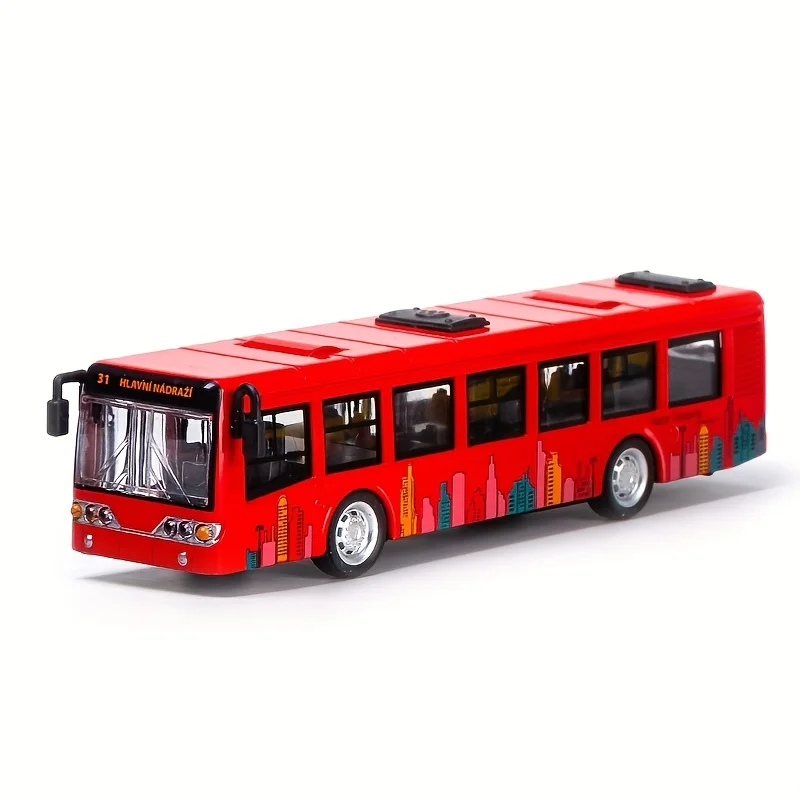 1:70 alloy public bus model children's toy car ornament springback car model educational toys gifts for boys collection toys