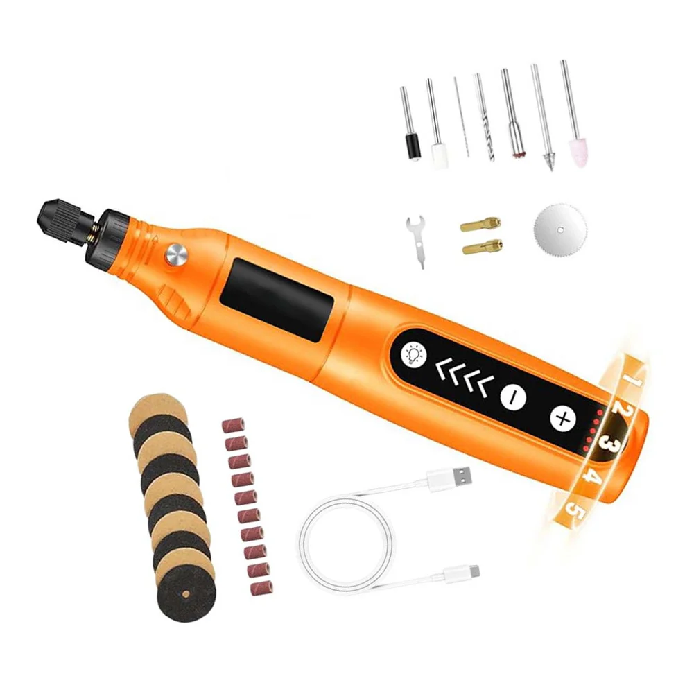 Cordless Rotary Tool 5 Gear 31pcs Kit 5000-18000RPM 2000mAh USB C LED Light Portable Engraver Polisher DIY Craft Hand Power Tool