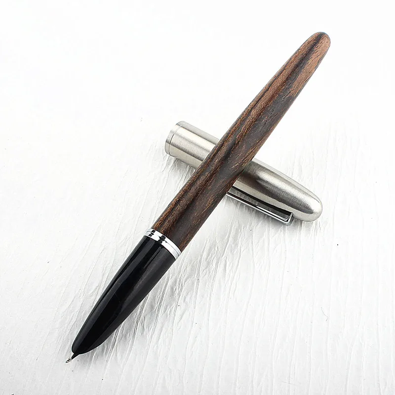 

Luxury Retro Pro Fountain Pen Wood Silvery Clip Extra Fine Nib Office Signature School Writing