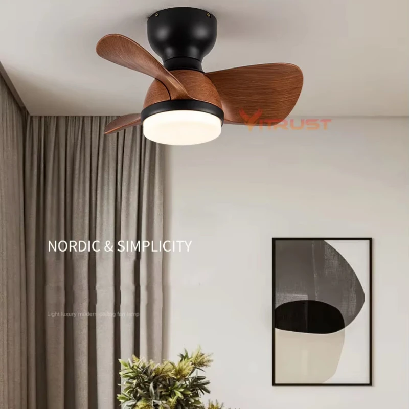 Mini Ceiling Fan Lamp Light LED Office Kitchen Kids Bedroom Dining Room Small Ceiling Fan Remote DC Motor Reversible 22inch Fan