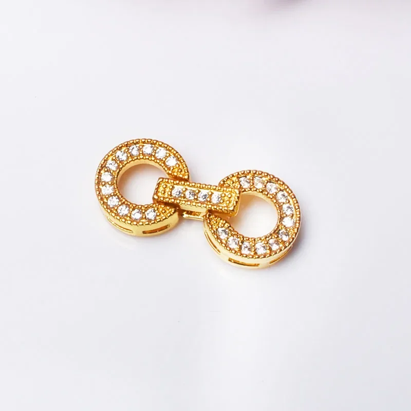 3pcs 18k gold plated CZ micro pave circle clasp for jewelrymaking 10x18mm