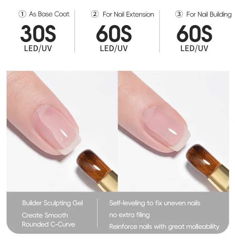 60G Builder Gel mit Papierunterlage für Nagelverstärkung, schnelle Verlängerung, UV-LED-Phototherapie-Gel für Nagelkunst, Maniküre und Nagelstudio-Bedarf – Detail 6