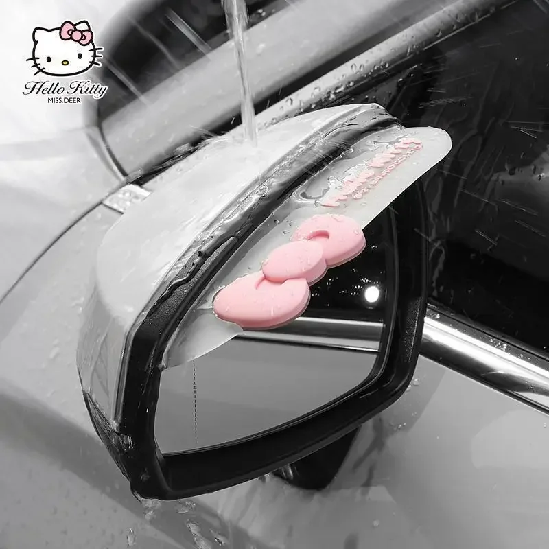 Зеркало заднего вида Sanrio для автомобиля, защита от дождя, Hello Kitty, мультяшный отражатель, солнцезащитный козырек, милые автомобильные аксессуары, товары для авто