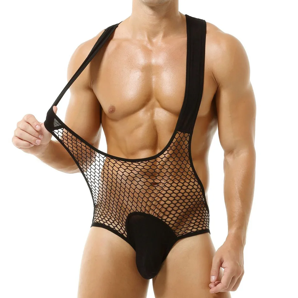 Mesh Underpants Men Jumpsuits Classic Theme Color Matching Comfortable Fabric Lightweight Material For Casual Wear