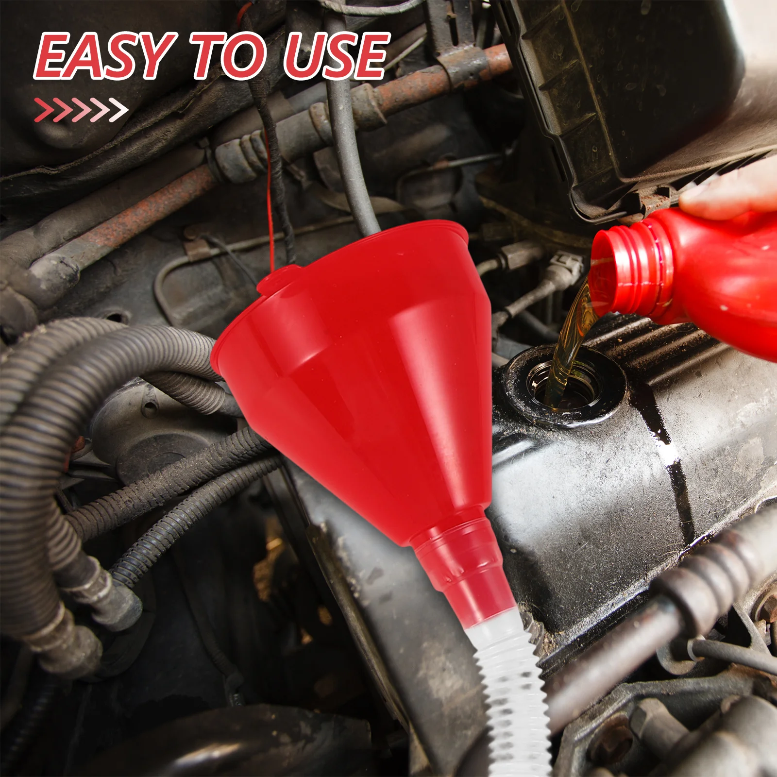 

Plastic Funnel Extended Spout Flexible Hose Oil Fill Funnel Automotive Use Long Neck Liquid Pouring Long Funnels for Liquids