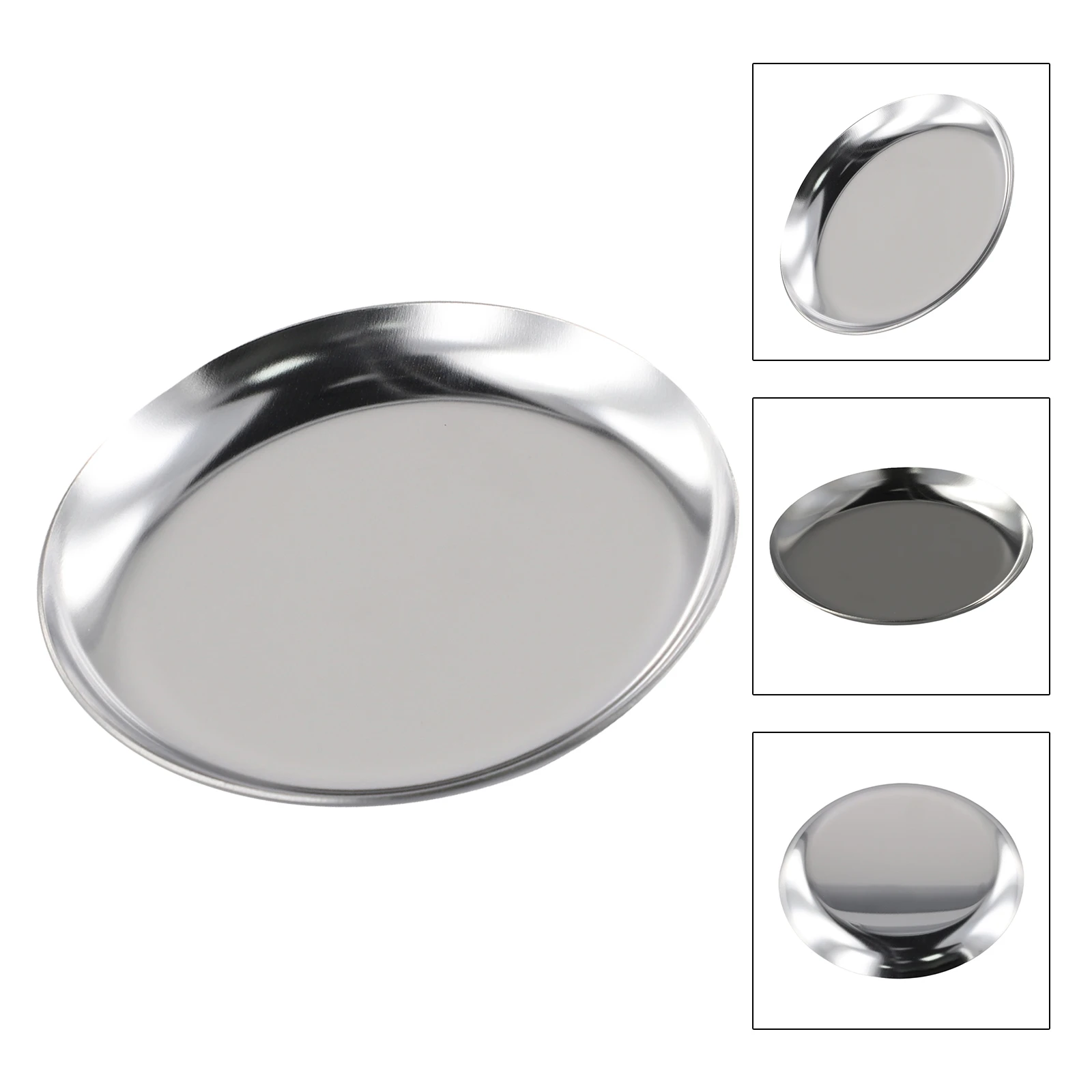 

Storage Tray Round Stainless Steel Tray Organizer Fruit Jewelry Display Plate Cosmetics Plate Dish Dessert Home Kitchen Supply