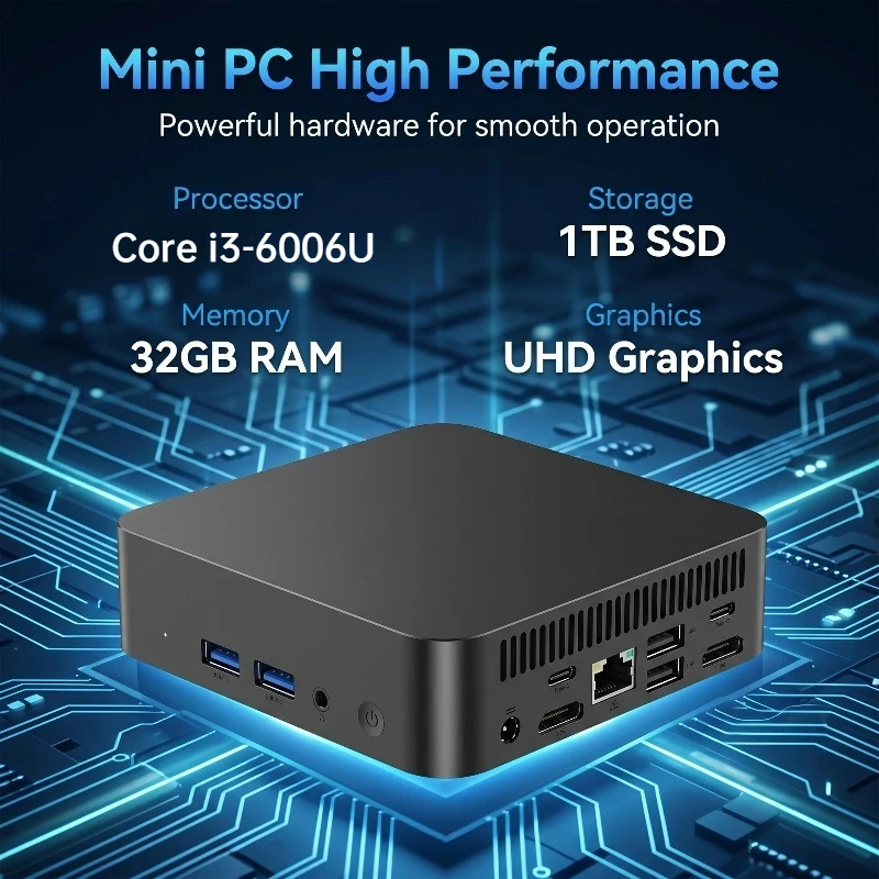 Intel Core i3-6006U Mini PC  Windows Gaming Computer Desktop PC 16GB RAM  1TB 2TB SSD WiFi6 BT5.2 Portable Gamer PC In Stock