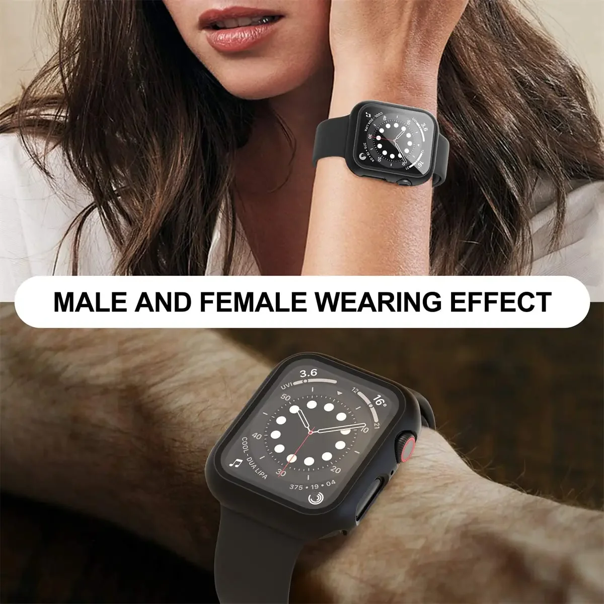 Vidrio + funda para Apple Watch 8 7 45mm 44mm 41mm 40mm cubierta protectora de pantalla de PC iwatch Serie 11 10 9 SE 6 5 4 accesorios 42mm 46mm