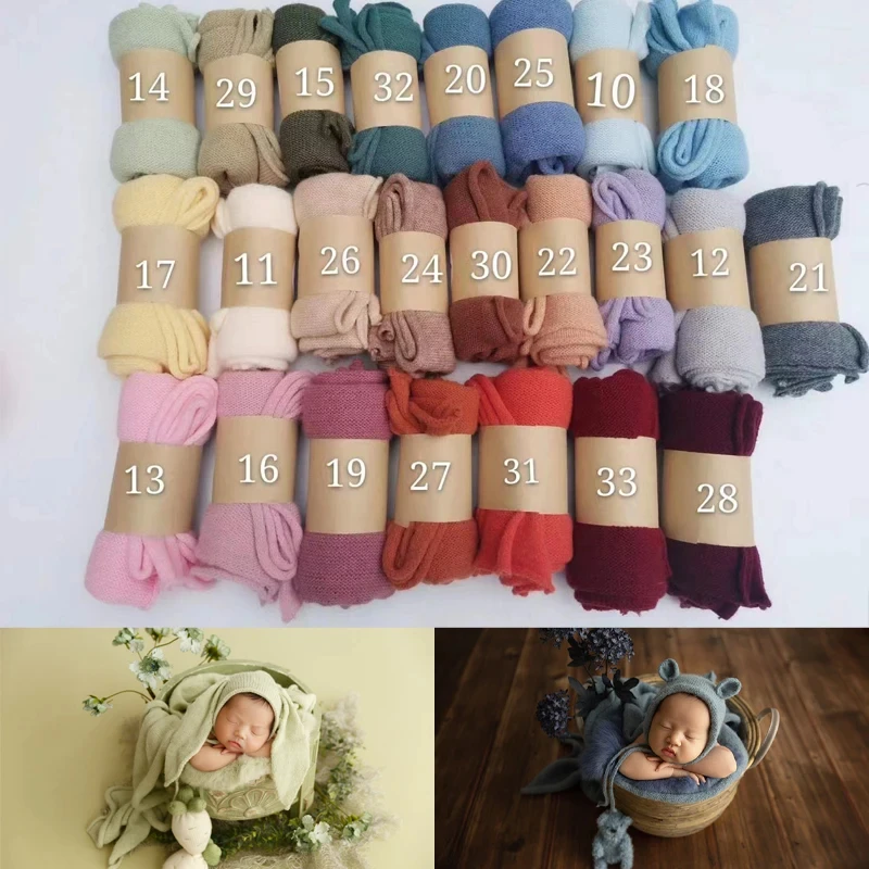 Knitted Newborn Photography Props Baby Handmade Bear Hat + Wrap 2pcs/Set Baby Swaddle Blanket Props Studio Photo Accessories