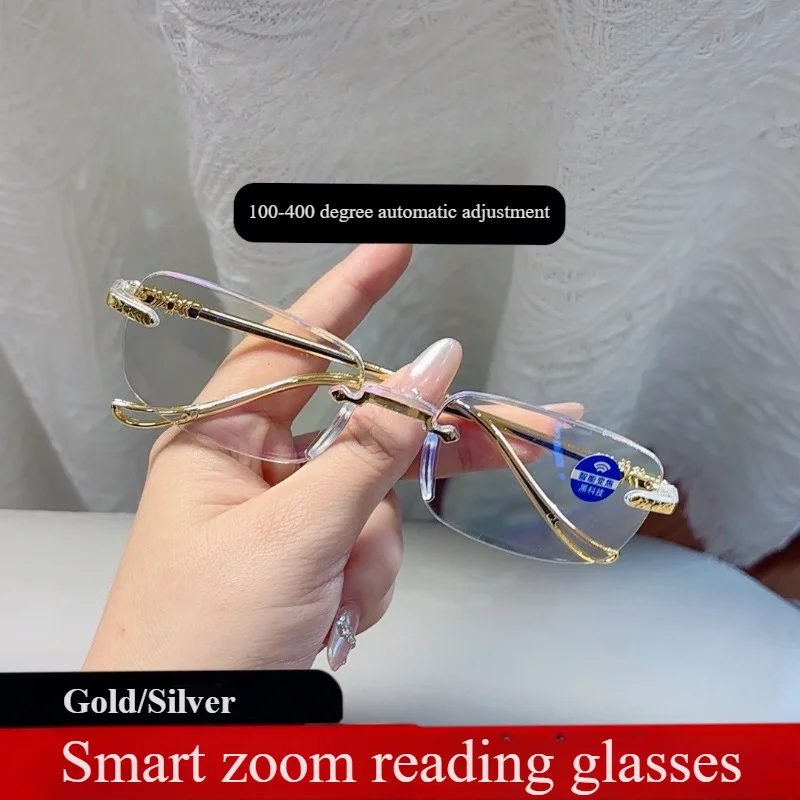 Rimless Reading Glasses Anti Blue Light Blocking Frame Women Men Ultralight Business Presbyopia Eyeglasses +1+1.5+2+2.5+3+3.5+4