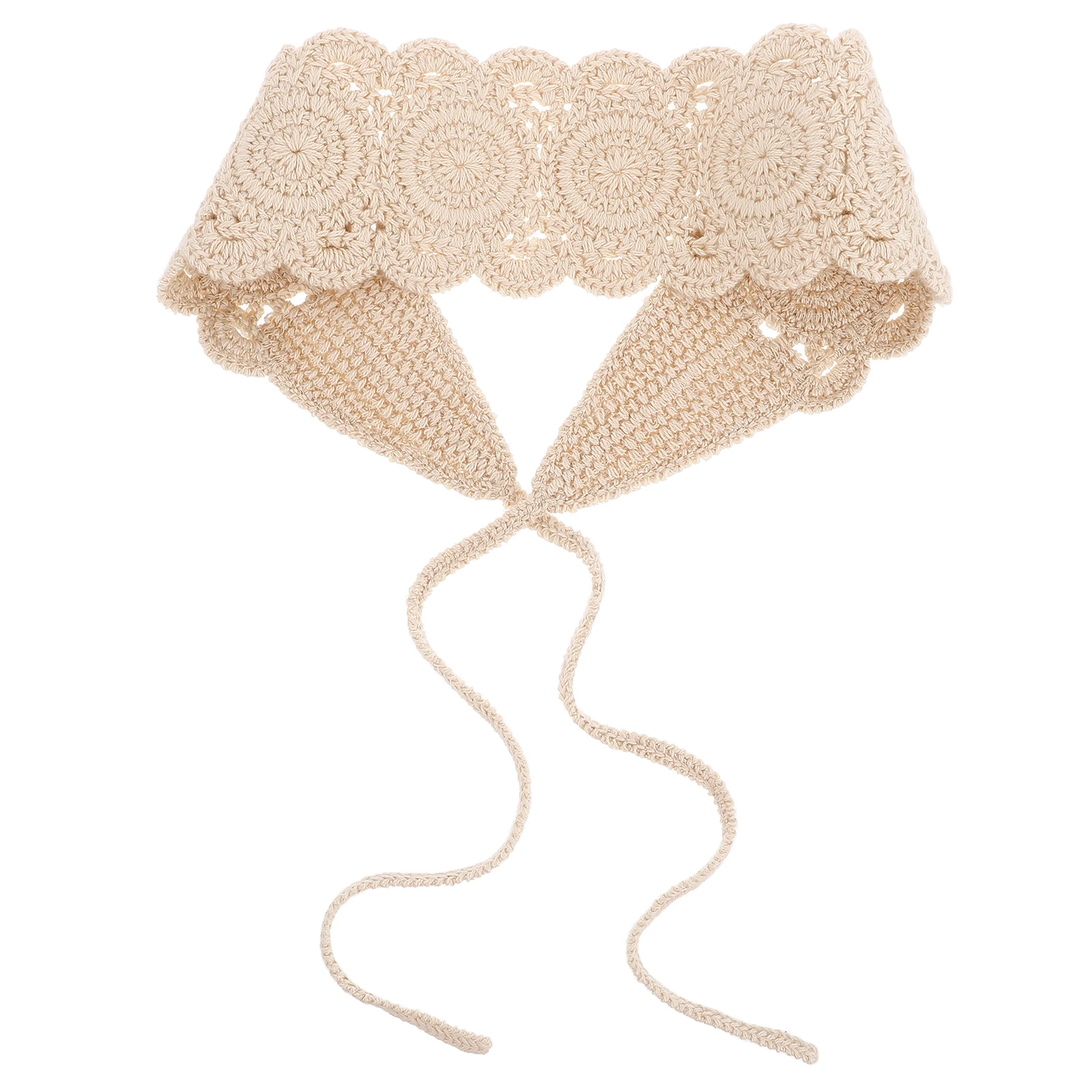 

Headband Wide Edge Headdress Crochet Hair Bandana Bandanas Headbands Summer Beige for Women Halloween