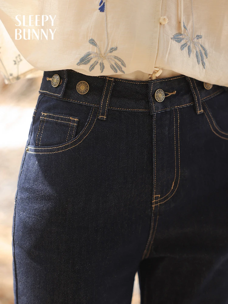 Pantalones vaqueros acampanados de cintura alta para mujer, pantalones Vintage informales ajustados con parte inferior acampanada elástica, pantalones de pierna ancha con costuras contrastantes