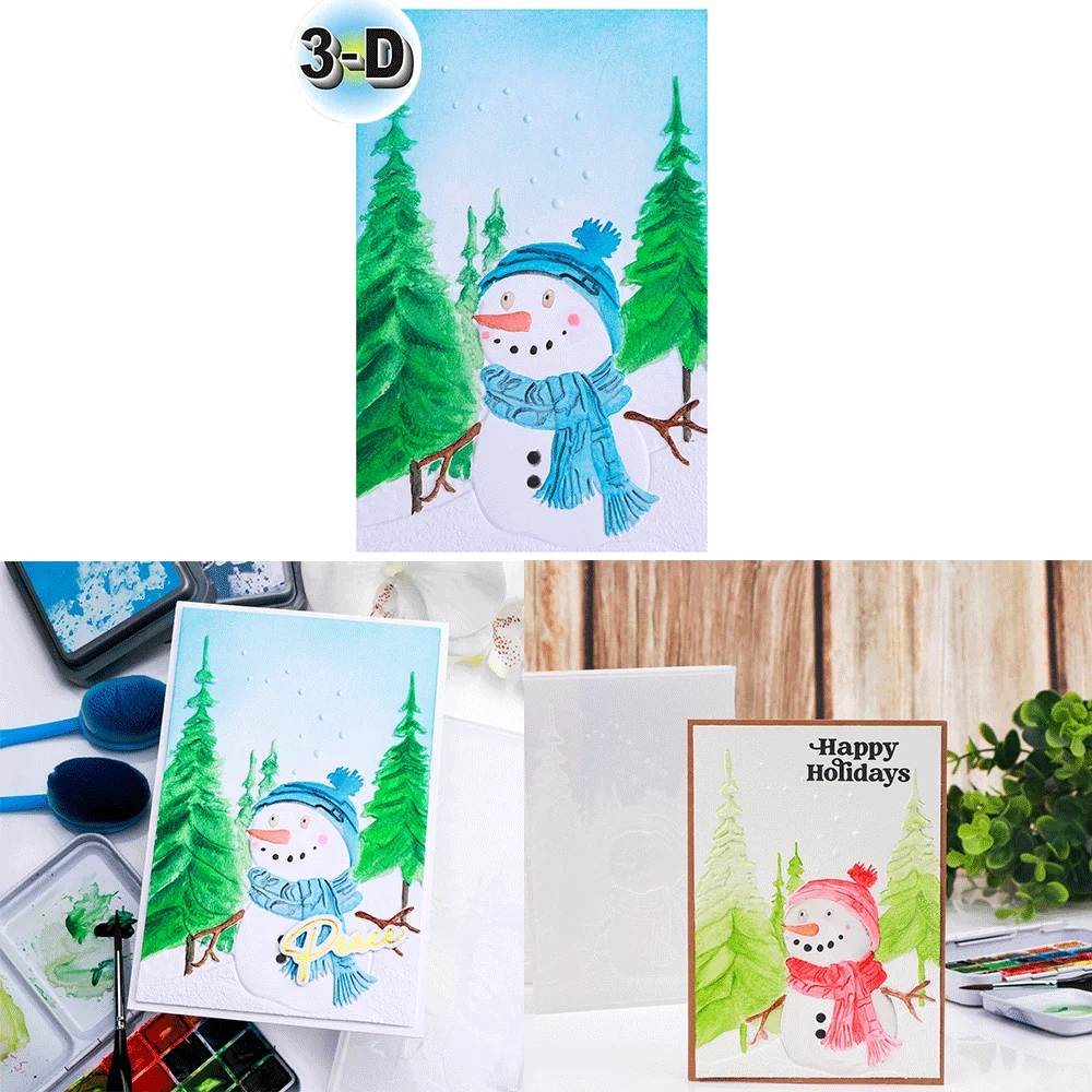 Winter Snowman 3D Embossing Folder and Matching Dies for Adding Textured Detail To Paper Crafting Card Making Supplies