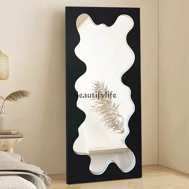 

04Household floor mirror wind creative wave full body mirror special-shaped living room
