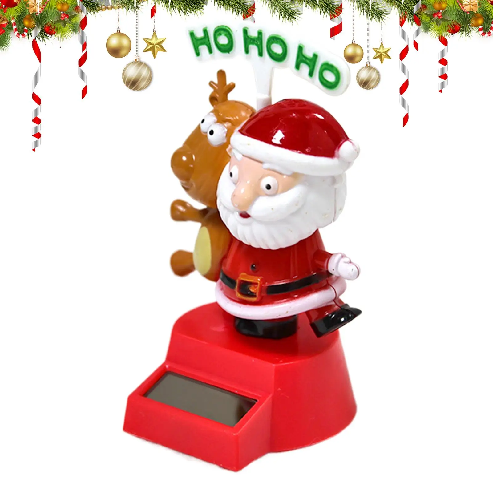 Christmas Cute Car Ornament Solar Dancing Christmas Santa Claus Elk Automatic Swing Car Interior Decoration