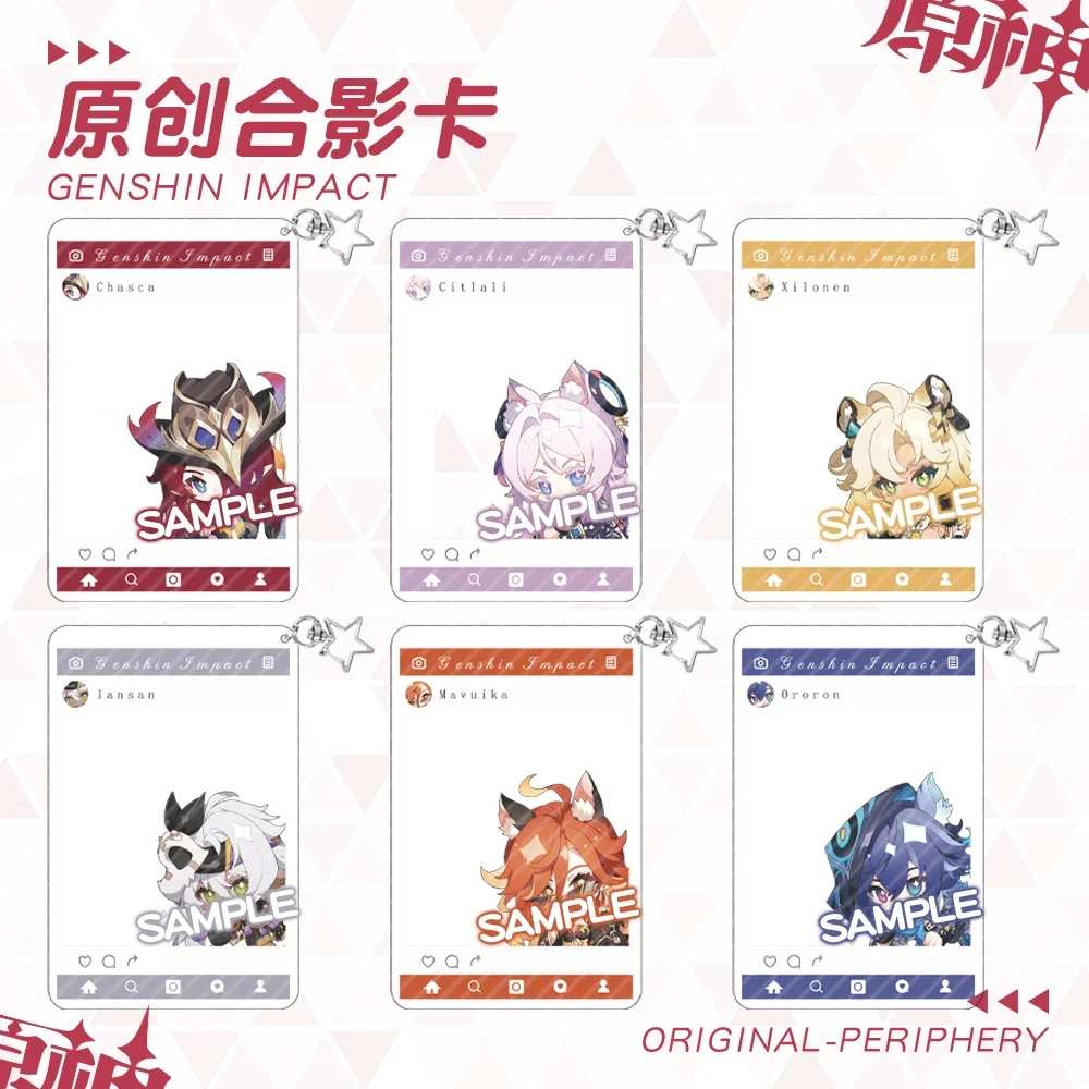 Spiel Genshin Impact Maviika Iansan Xilonen Citlali Knopf Transparente Karte Schlüsselanhänger Anhänger Cosplay Figur Männer Schlüsselanhänger Geschenk