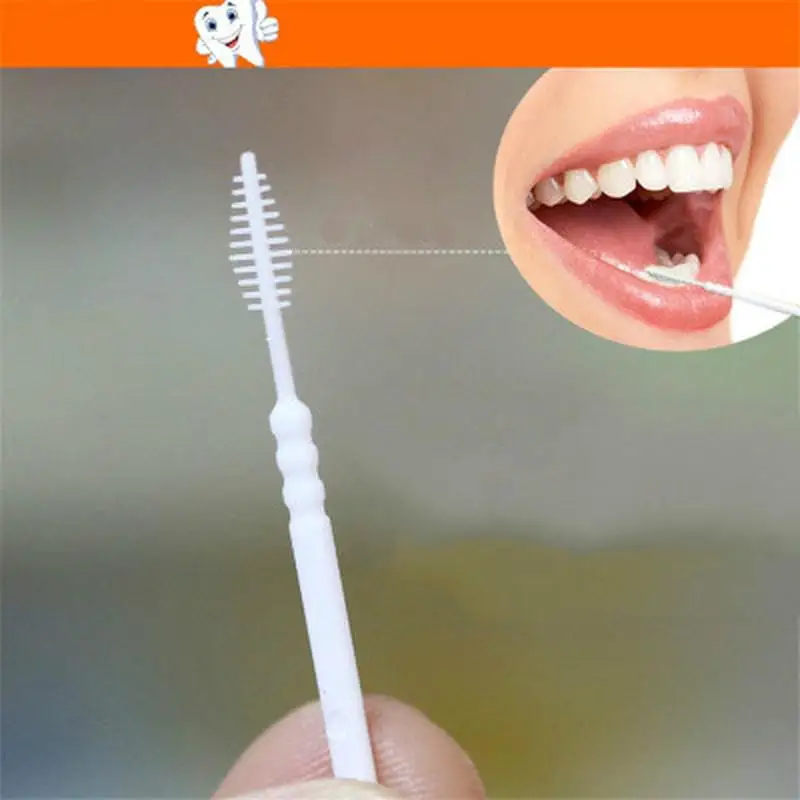 1Box Double Headed Dental Brush Teeth Sticks Floss Pick Toothpick Oral Care Interdental Brush