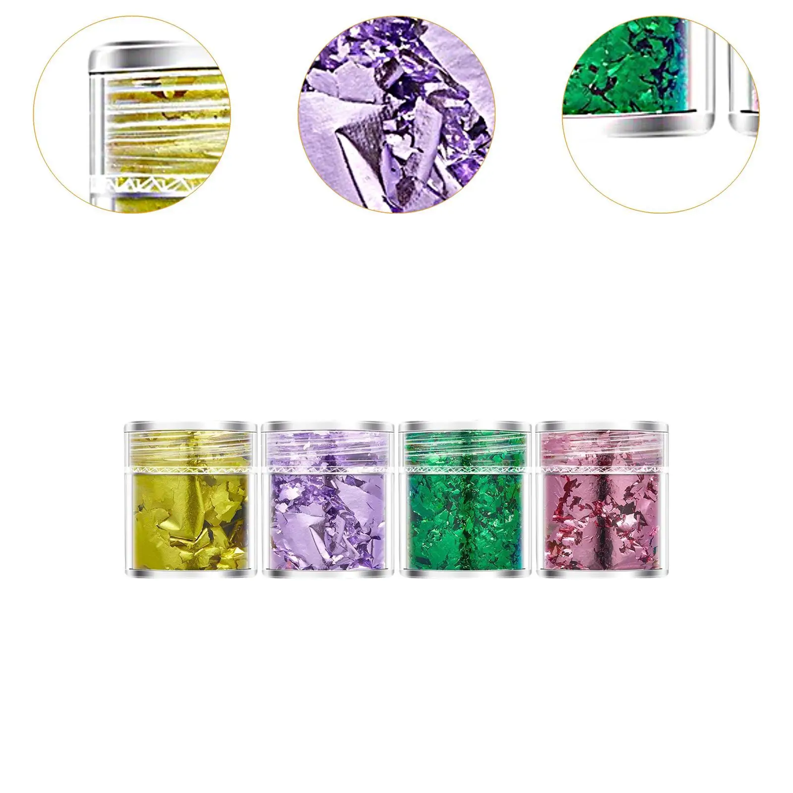 ฟอยล์ตกแต่งเล็บ 4 ชิ้น ฟอยล์อะคริลิคสำหรับทำเล็บ DIY 3 มิติ ฟอยล์บางวิ้งๆ กลิตเตอร์เลื่อมตกแต่งเล็บ