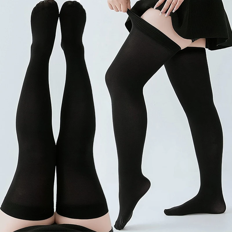 

Sexy Black White Soild Color Long Socks Women Over Knee Thigh High Over The Knee Stockings Lolita Ladies Girls Warm Knee Socks