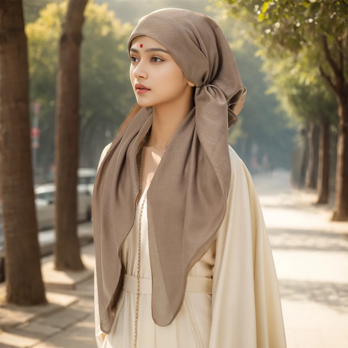 

Новый эластичный головной платок в этническом стиле, треугольный головной убор, универсальный европейский и американский пуловер с двумя хвостами, шляпа