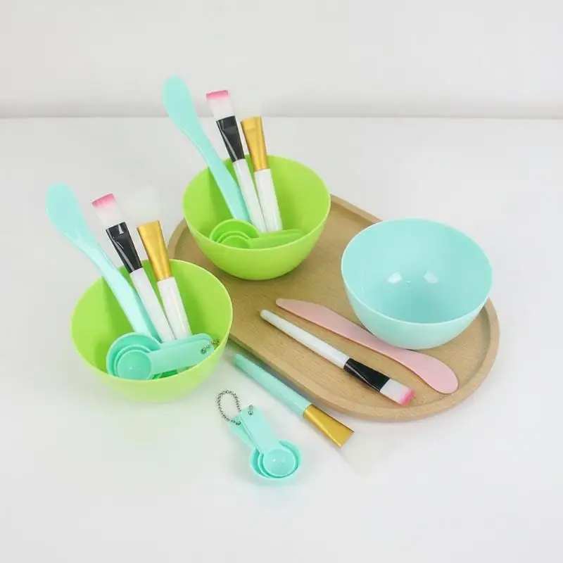 7Pcs DIY Facial Mask Mix Kit Soft Silicone Brush Spoon Spatula Face Mud  Bowl Home Beauty Supply