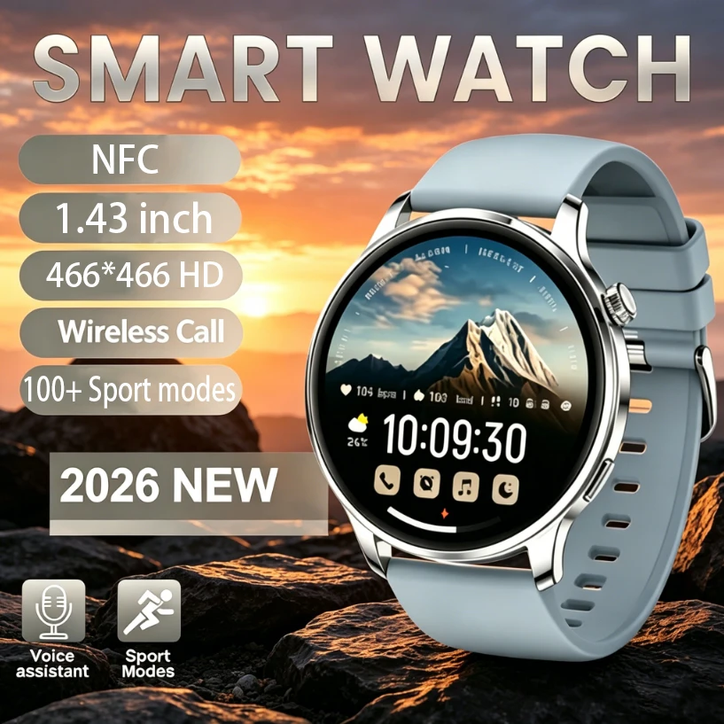 2026 New Smart Fashion Watch 1.43'' Ultra Thin Health Waterproof BT Call Management Information Push Sports Men Smart Watch