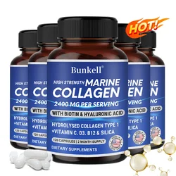 Potent Marine Collagen - with Hyaluronic Acid, Biotin & Vitamins - 2400MG Complex, Hydrolyzed Type 1, with Vitamins & Minerals