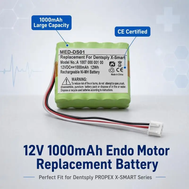 MED-DS01 12V 1000mAh Li-ion Replacement Battery Pack For Dentsply PROPEX X-SMART X-SMART Plus Root Canal Endo Motor
