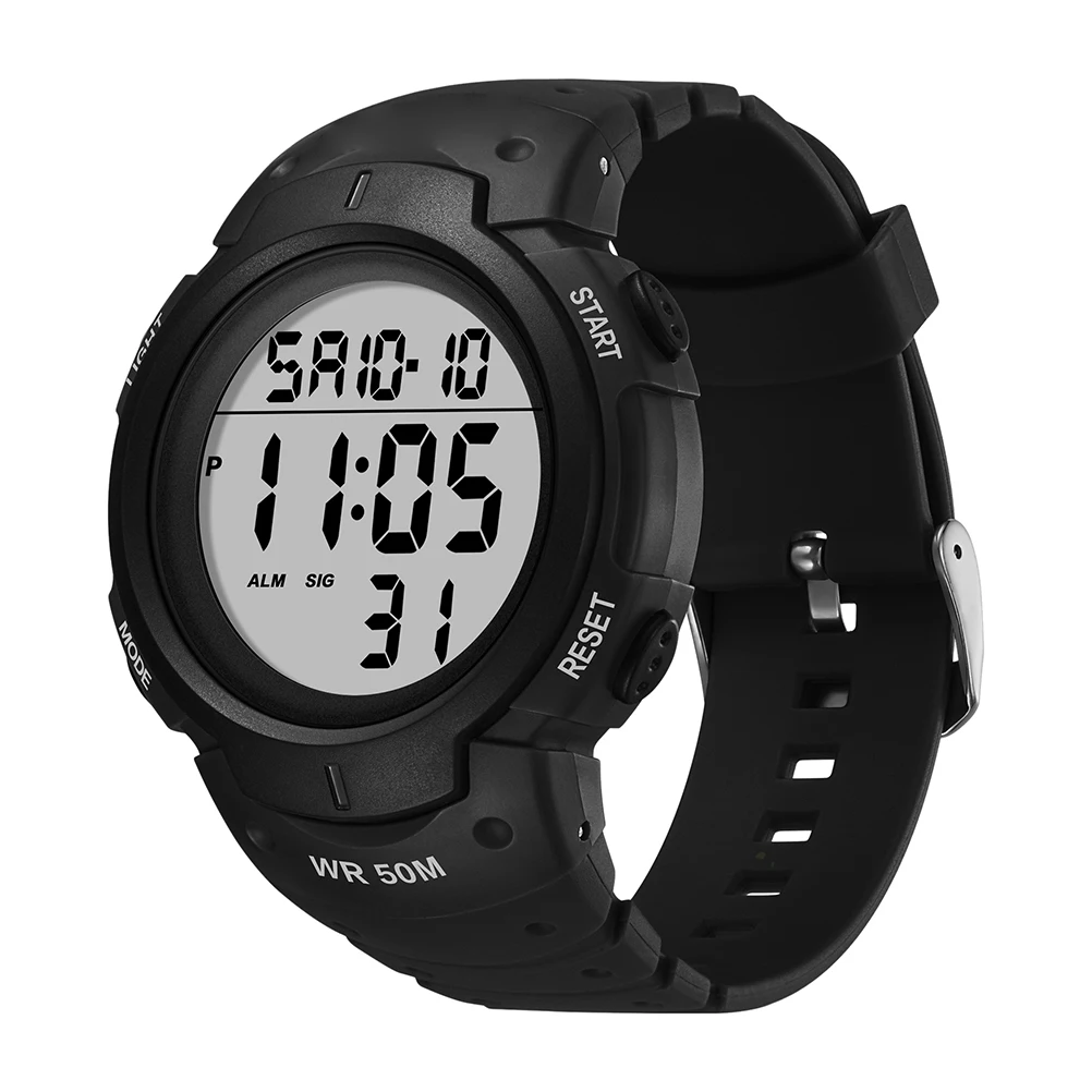 

1pc Waterproof Electronic Watch For Men Boys Durable Fashion Sports Luminous Multi-Functional Outdoor Gift Golden Band