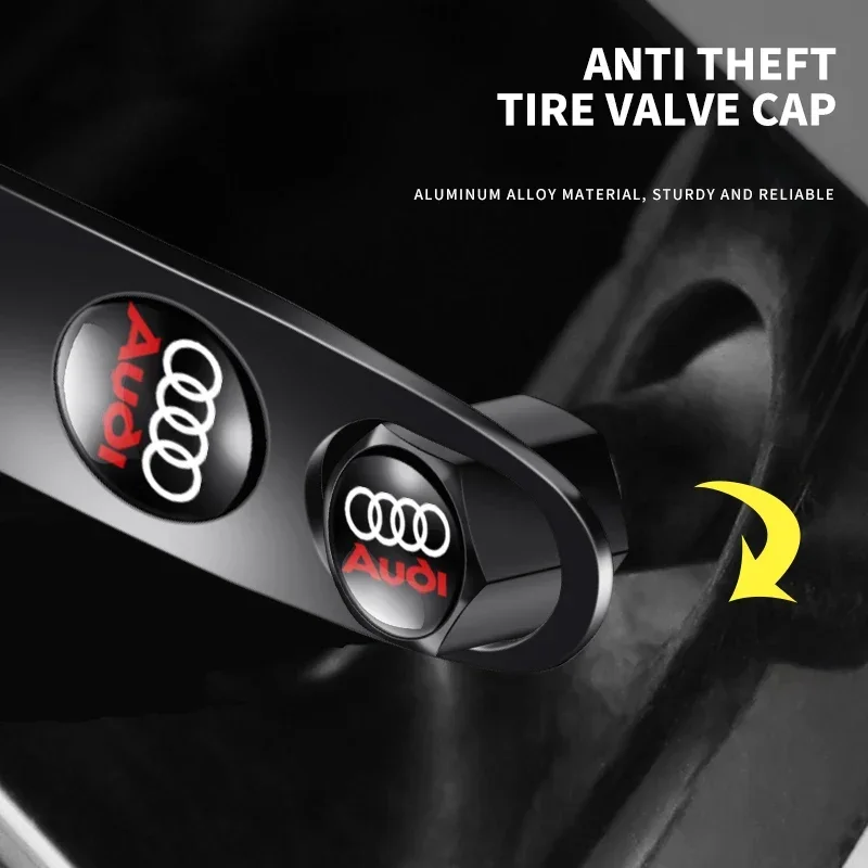 Car Keychain Keyring Tire Valve Cap Car Styling Accessories For Audi A3 A4 B8 8P 8V A6 C7 A5 Q5 B7 B6 SLINE Q3 Q6 Q7 S3 S4 S5