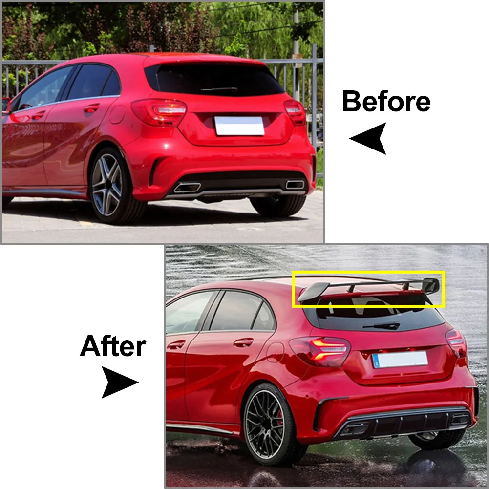 Glossy Black Car Rear Trunk Spoiler Roof Wing Set For Mercedes Benz A Class W176 A160 A180 A200 A250 A260 A45AMG 2013-2018