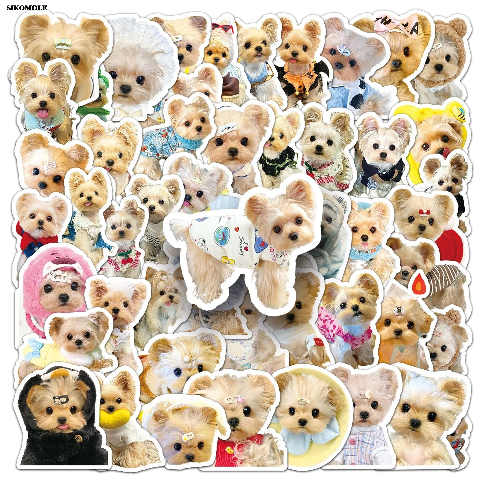 10/30/50pcs Cute Yorkshire Terrier Pet Dog Stickers Kawaii Animals For Kids DIY Laptop Luggage Suitcase Decals Graffiti Sticker