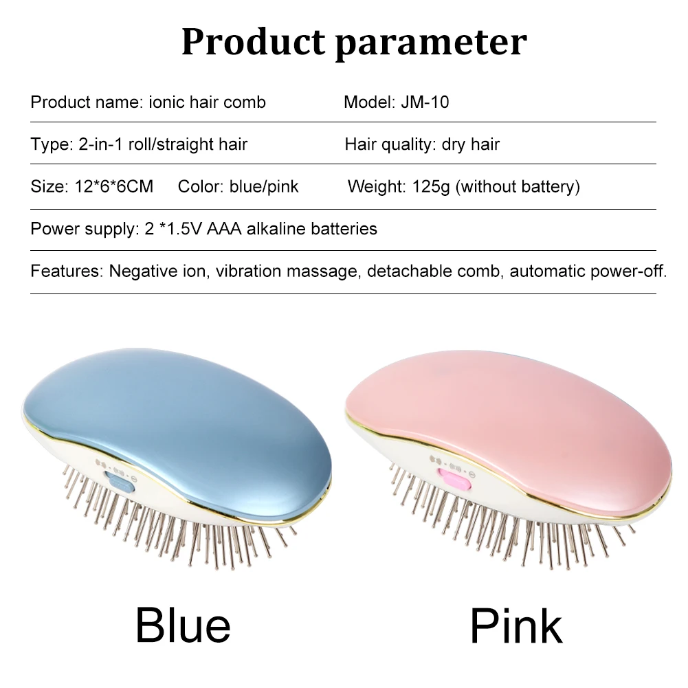 Portable Electric Ionic Hairbrush Vibrating Massage Relaxation Brush Antistatic Relieve Headaches Mini Hair Brush Comb Massager