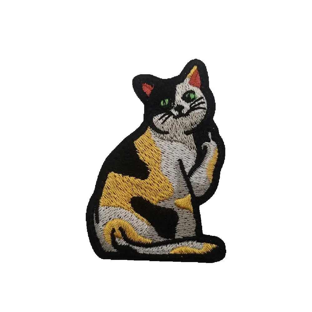 

Funny tactics provoke Three color cat. Badge Hook and loop Embroidered patch for DIY, decorating clothes, backpack and hat,gift
