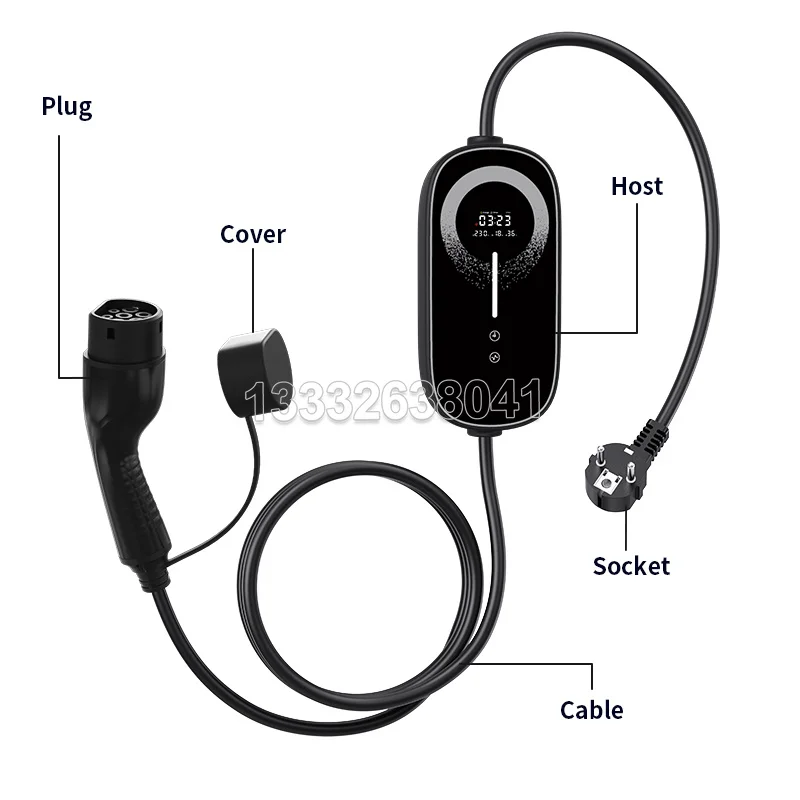Discount 32A Portable Type2 Plug Charging Box with 7m Cable - Adjustable Current Electric Car Charging Station App Control
