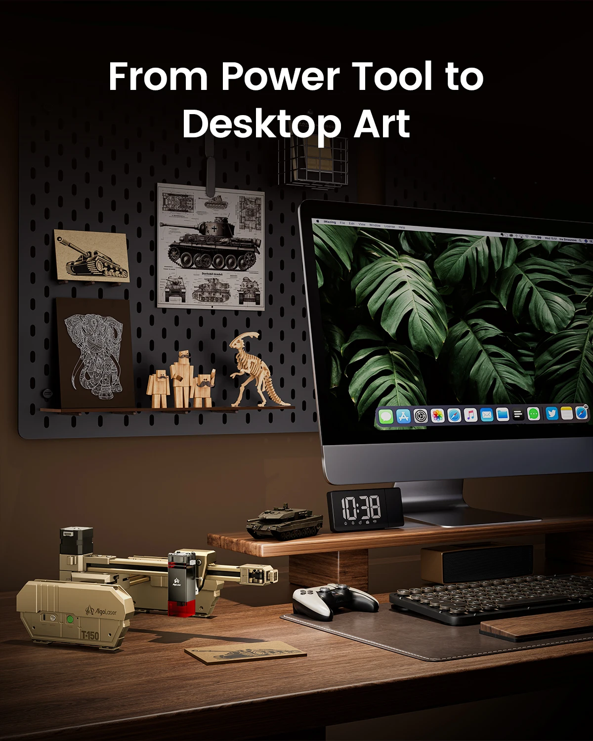 เครื่องแกะสลักเลเซอร์แบบพกพา AlgoLaser T150 รุ่นใหม่ ปี 2025 สำหรับงานไม้ หนัง อะคริลิก เหมาะสำหรับผู้เริ่มต้น