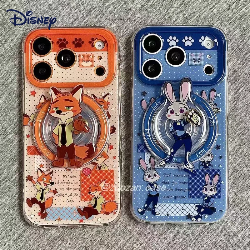 

Чехол для телефона Disney Zootopia (Мультфильм/Аниме) для пар, защитный, с магнитным держателем, для iPhone 17/16 Pro Max, подарок на День святого Валентина для девушки