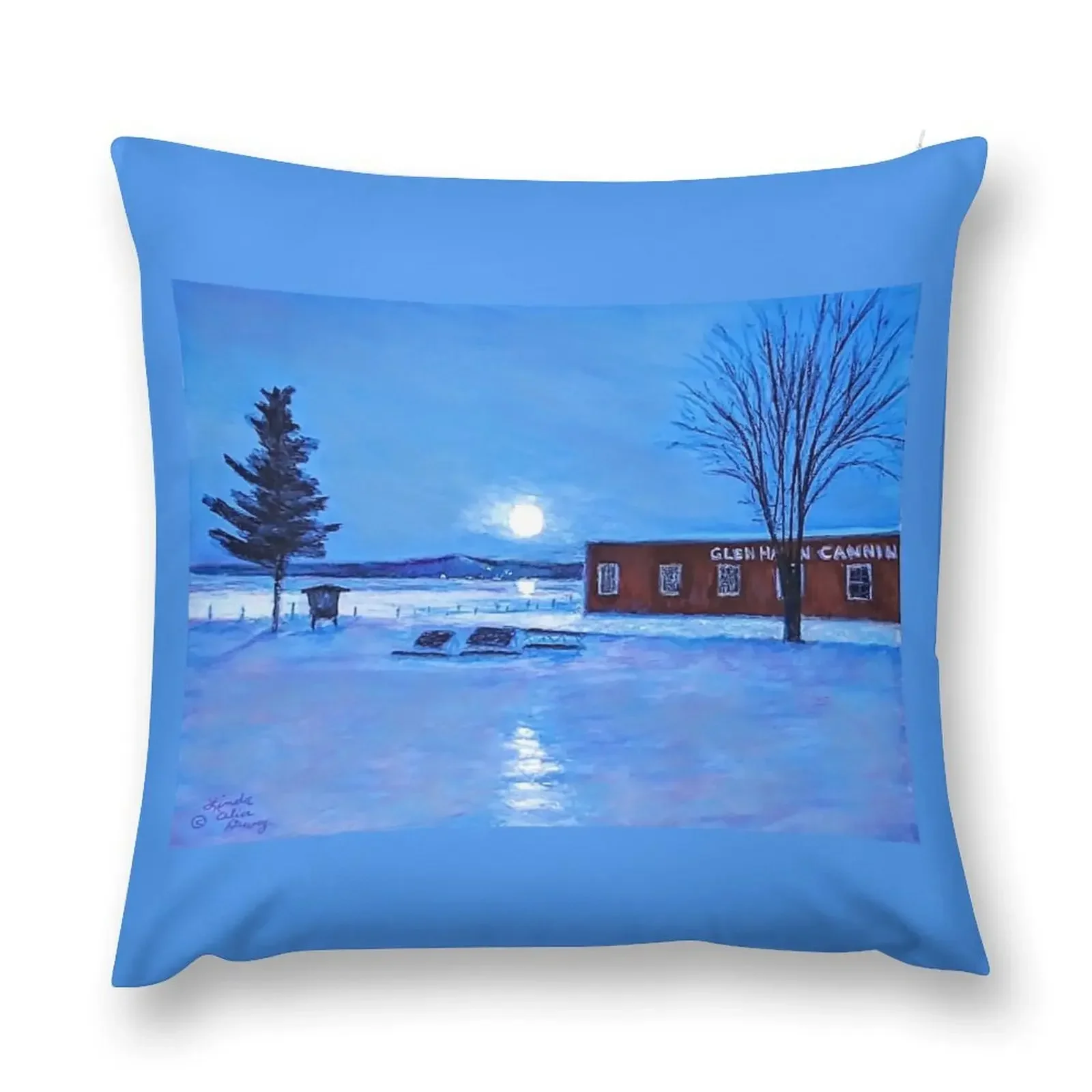 

Winter Moon over Glen Haven Throw Pillow covers for pillows Couch Cushions Room decorating items luxury sofa pillows pillow