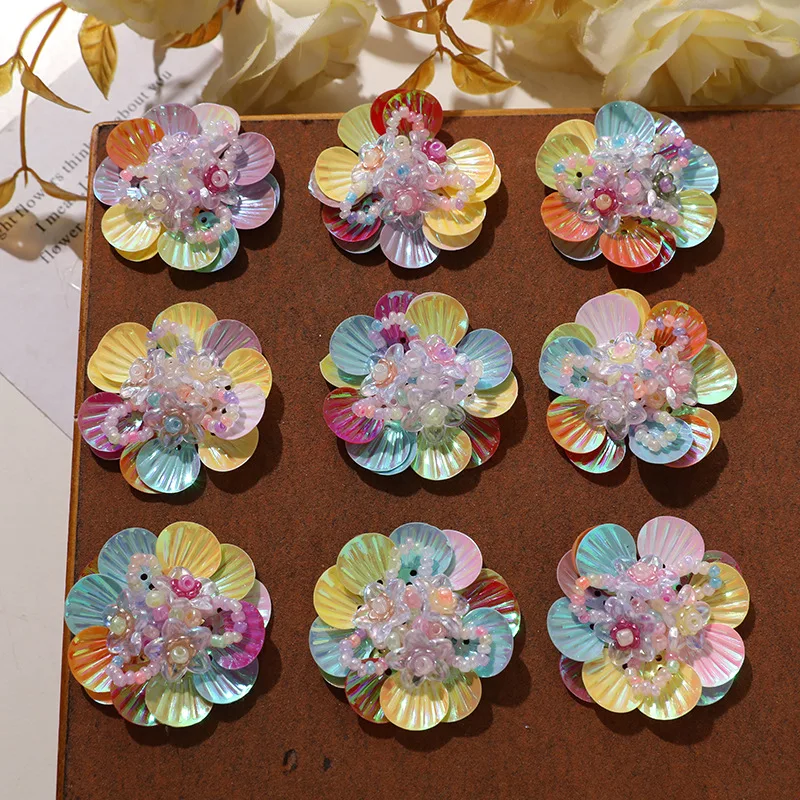 Shoe Decor 1 Piece Candy Color Iridescent Shell Beaded Flower Bunch DIY for Jelly Clog Sandals Princess Crystal Korean