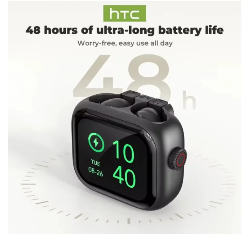 [Ultra HD Screen] LED Smart Screen HTC NE40 Earphones Bluetooth Wireless Headphones AI Translator TWS Sports Wireless Headphones